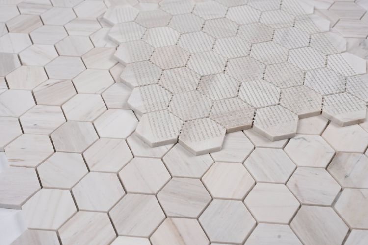 Hexagon Wooden White Honed 2 x 2 11.75 x 12